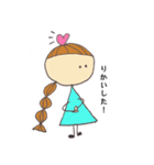 みつあみとハートの子（個別スタンプ：5）