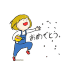 サロペットの女の子（個別スタンプ：7）