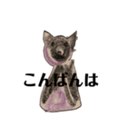 長男の絵4（紫猫）と次男の絵6（個別スタンプ：5）
