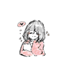 女の子たちの日常、ちょこっと猫（個別スタンプ：1）