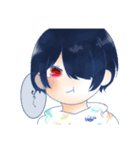 彩り片目男女（個別スタンプ：8）