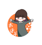 女の子とかたつむり（個別スタンプ：1）