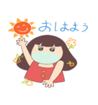 Moji Moji Girl 女の子（個別スタンプ：1）