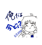 ピンク女子とブルー男子（個別スタンプ：9）