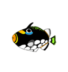 ばきばき泳ぐ熱帯魚 モンガラカワハギ（個別スタンプ：7）
