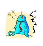 水色ネクタイ猫（個別スタンプ：4）