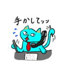 水色ネクタイ猫（個別スタンプ：5）