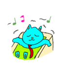 水色ネクタイ猫（個別スタンプ：15）