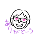 メガネっ子の手書きスタンプ（個別スタンプ：3）