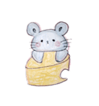色鉛筆で動物たち。（個別スタンプ：1）