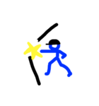 可愛い、青棒人間スタンプ（個別スタンプ：3）