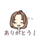 おでこ出しの可愛いミニキャラ女の子！（個別スタンプ：9）