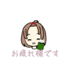 おでこ出しの可愛いミニキャラ女の子！（個別スタンプ：14）