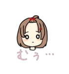 おでこ出しの可愛いミニキャラ女の子！（個別スタンプ：16）