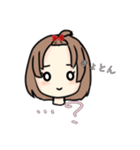 おでこ出しの可愛いミニキャラ女の子！（個別スタンプ：32）