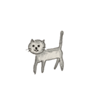 グレーのネコと茶色のねこ（個別スタンプ：1）