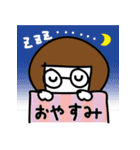 お顔でリアクションめがねボブおはぎちゃん（個別スタンプ：18）