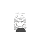 まあるいピアスの女の子（個別スタンプ：1）