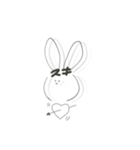 顔に文字が埋め込まれたうさぎ（個別スタンプ：6）