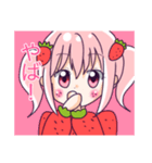 ゆめかわいい♡いちご娘の女の子とうさぎ（個別スタンプ：2）