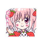 ゆめかわいい♡いちご娘の女の子とうさぎ（個別スタンプ：10）