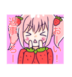 ゆめかわいい♡いちご娘の女の子とうさぎ（個別スタンプ：16）
