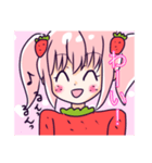ゆめかわいい♡いちご娘の女の子とうさぎ（個別スタンプ：18）