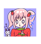 ゆめかわいい♡いちご娘の女の子とうさぎ（個別スタンプ：19）