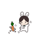 センター分けうさぎくんとおせわニンジン（個別スタンプ：10）