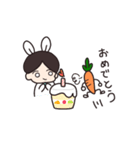 センター分けうさぎくんとおせわニンジン（個別スタンプ：20）
