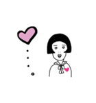 オカッパちゃんのひと文字（個別スタンプ：6）