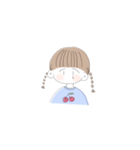 三つ編みの女の子(青)（個別スタンプ：6）