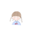 三つ編みの女の子(青)（個別スタンプ：7）