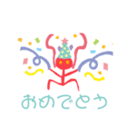 カラフル手書き棒人間（個別スタンプ：1）