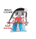 Misaki drawing (英語-日本語)（個別スタンプ：13）