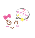 ピンクりぼん顔文字ふきだし（個別スタンプ：4）
