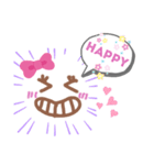 ピンクりぼん顔文字ふきだし（個別スタンプ：8）