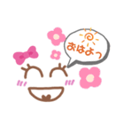 ピンクりぼん顔文字ふきだし（個別スタンプ：10）