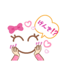 ピンクりぼん顔文字ふきだし（個別スタンプ：11）