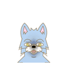 表情豊かな青色オオカミ（個別スタンプ：18）