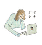 あんにゅいな女の子と猫のいらすと（個別スタンプ：17）