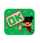 ガタガタ背景のくまりちゃん（個別スタンプ：14）