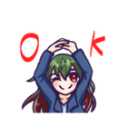 緑と赤のグラデーション髪の女の子（個別スタンプ：2）