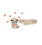 リボンのついた可愛いワンちゃんのスタンプ（個別スタンプ：6）