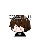 ショートヘア女子+ねこのゆるーいスタンプ（個別スタンプ：4）