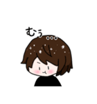 ショートヘア女子+ねこのゆるーいスタンプ（個別スタンプ：18）