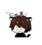 ショートヘア女子+ねこのゆるーいスタンプ（個別スタンプ：34）