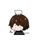 ショートヘア女子+ねこのゆるーいスタンプ（個別スタンプ：35）