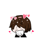 ショートヘア女子+ねこのゆるーいスタンプ（個別スタンプ：36）