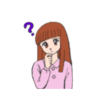 女の子読書編み物宇宙船車季節お祝い（個別スタンプ：6）
